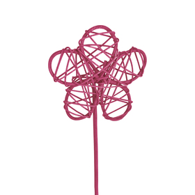 Rattan Flower 3.5in on 20in stick hot pink