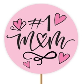 #1 Mom 8cm on 50cm stick pink