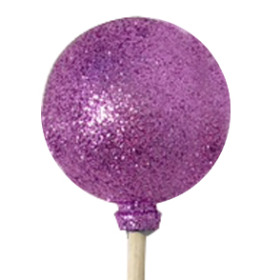 Christmas Ball Glitter 4cm on 50cm stick light purple