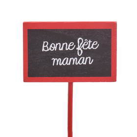 Bonne Fête Maman 5.5x3.5cm on 15cm stick FSC*red