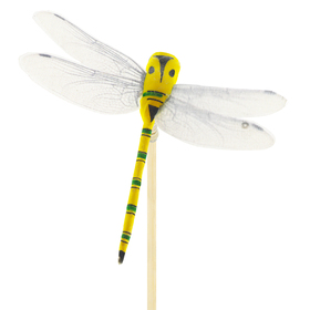 Dragonfly Lizzy 3.34in on 20in stick yellow