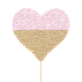 Heart Love Connection 7.5cm on 10cm stick pink
