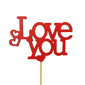 Love You 10.5x7.5cm on 50cm stick red