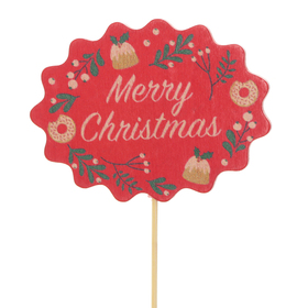 Christmas Wishes 6,5x8,5cm auf 10cm Stick FSC* rot