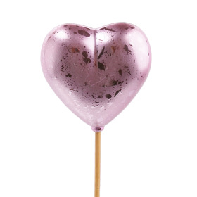 Herz Festive 6,5cm auf 50cm Stick rosa