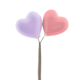 Hearts Youandi 2x4cm on 50cm stick pink/lilac