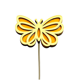 Butterfly Mischa 3in on 20in stick yellow