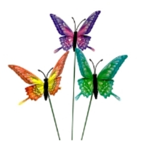 Butterfly Sparkle 8cm on 50cm stick assorted