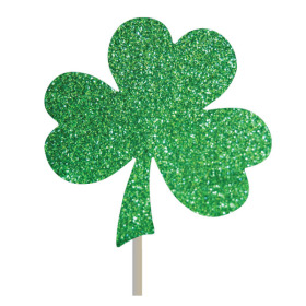 Shamrock With Glitter 3.5in on 12in stick