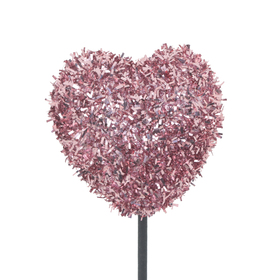 Corazón sparkle 2.75in en palo 20in rosado