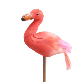 Flamingo 10x7cm op 50cm stok zalm