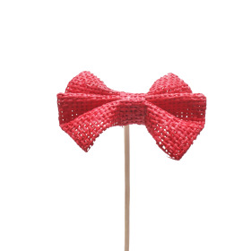 Paperweave Bow 8cm on 50cm stick red