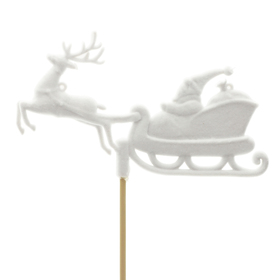 Rudolph & Santa 14x7cm auf 50cm Stick weiß