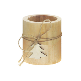 Wooden cylinder with tree Ø7,5xH8cm
