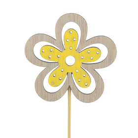 Flower Yuki 6cm on 10cm stick FSC* yellow