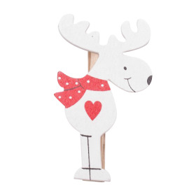 Deer Love 9cm on clip white/red