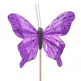 Butterfly Tropicana 8cm on 50cm stick lilac