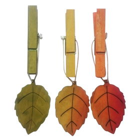 Fall Leaf 6cm on clip assorted x3