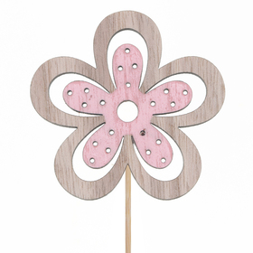 Flower Anna 6x6cm on 11cm stick FSC* pink