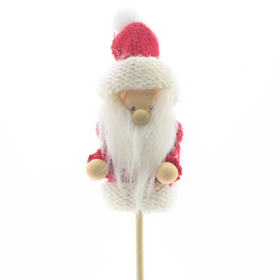 Santa Claus 6,5cm op 50cm stok rood/wit