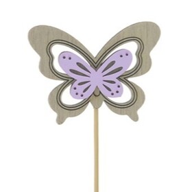 Butterfly Elise 3x2.5in on 20in stick lilac