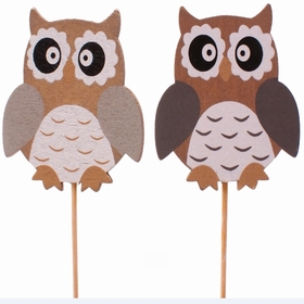 Owls 6cm on 10cm stick assorted x2 FSC*