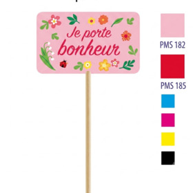 Je porte Bonheur 5x3cm en palo 15cm FSC* rose