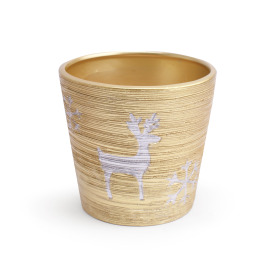 Ceramic Pot Caribou 5in gold
