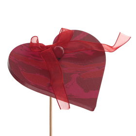 Heart Marbled Love 8cm on 50cm stick FSC* red