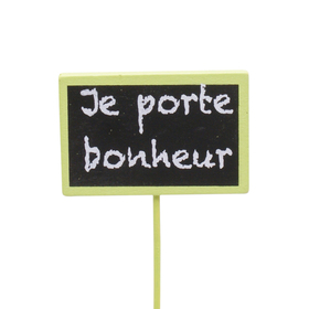 Je porte Bonheur 5x3cm on 15cm stick FSC* green