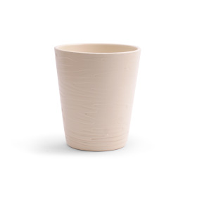 Ceramic pot Wood grain Ø13.5 H15.5cm cream