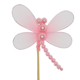 Libelle Oriënt 8cm op 50cm stok roze