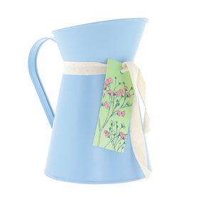 Zinc watercan Field Flowers Ø12.5/13xH19.5cm blue