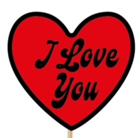 I Love You 8cm on 50cm stick