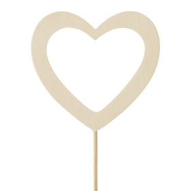 Heart Ashley 6.5cm on 10cm stick FSC* natural