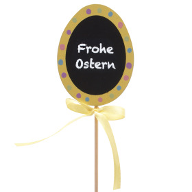 Egg Frohe Ostern 6cm on 50cm stick FSC*yellow