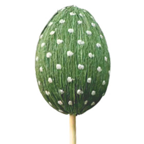 Oeuf Polka 6cm sur pique 50cm vert