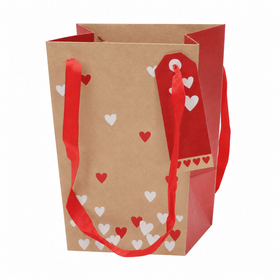 Carrybag Send Love 15/15x11/11x20cm FSC* natural/red