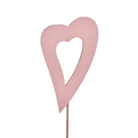 Heart Evelyn 6cm on 50cm stick pink