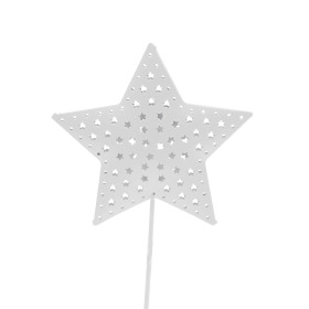 Star Rustic Ø 6.5cm on 30cm stick white