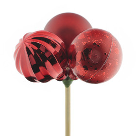 Christmas Balls Trio Mixed 4cm on 50cm stick red