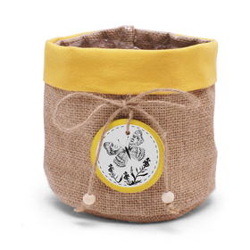 Jute tas Butterfly Ø13xH13cm geel