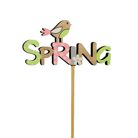 Primavera con pajaro 4x2in on 20in stick