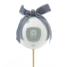 Christmas ball Loren 6cm on 50cm stick silver