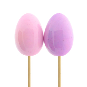 Egg Eieiei 6cm on 50cm stick pink/lilac assorted x2