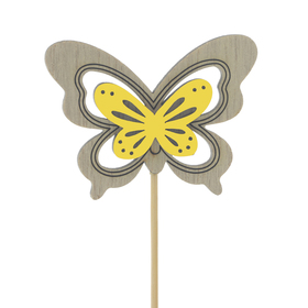 Butterfly Elise 4.5x6cm on 10cm stick FSC* yellow