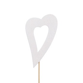 Heart Evelyn 6cm on 50cm stick white