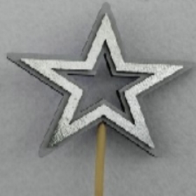 Star Stella 7cm on 50cm stick silver