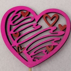 Captured Hearts 8cm on 50cm stick hot pink/red