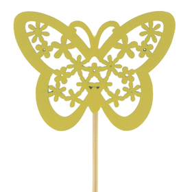 Butterfly Stacey 4.5cm on 10cm stick FSC* yellow